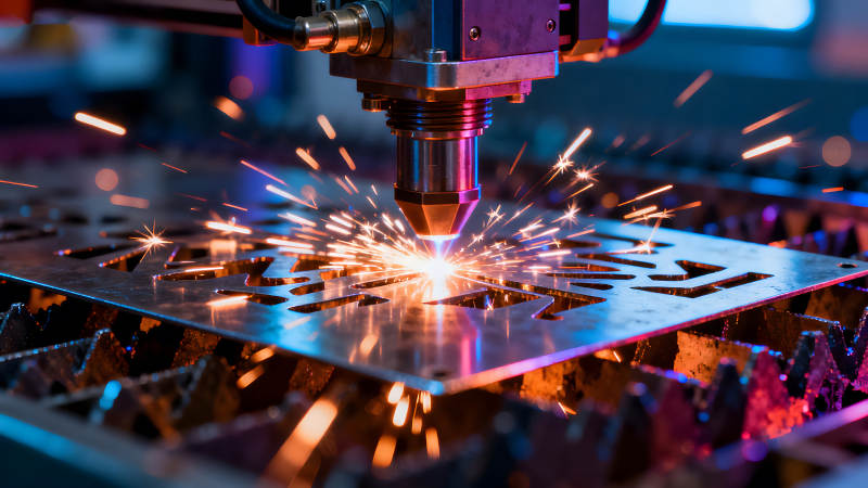 激光切割金属板火花四溅-图片