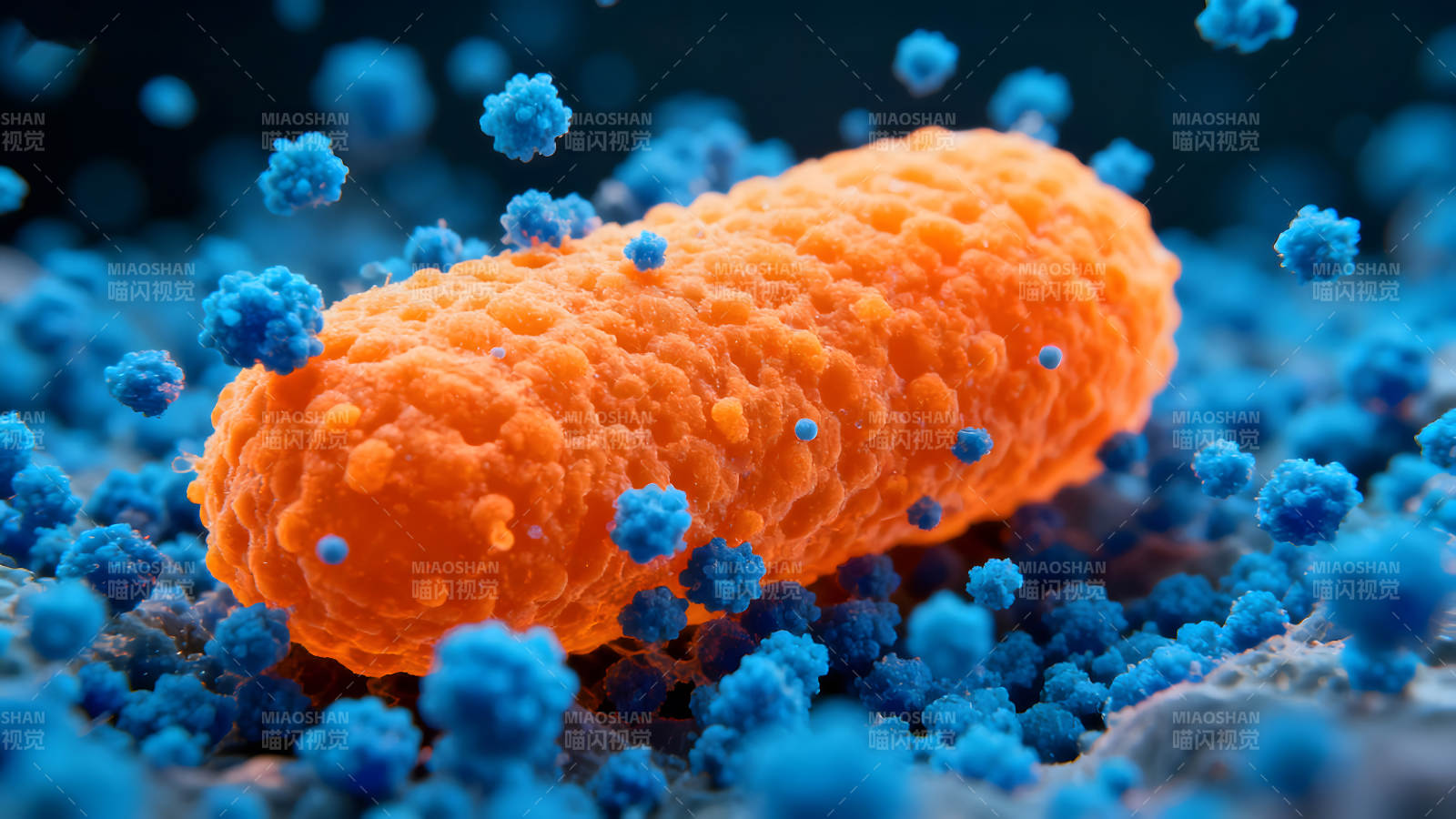 细菌与病毒交互作用的微观图像-图片