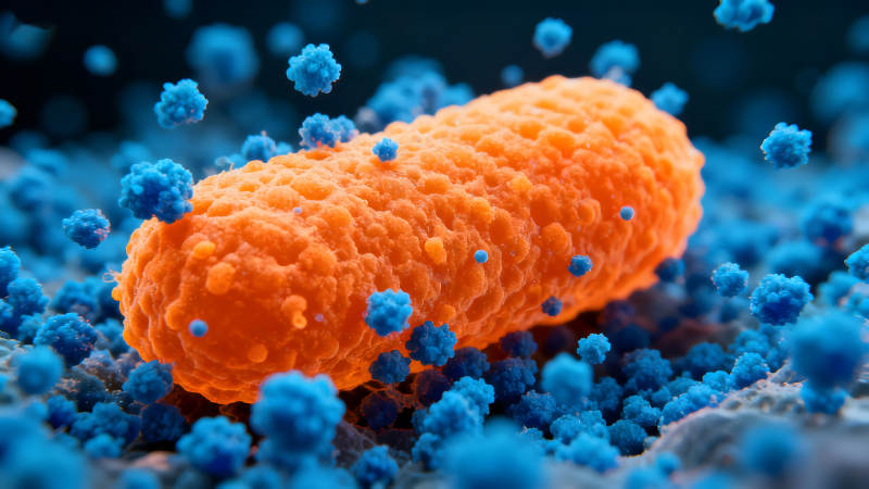 细菌与病毒交互作用的微观图像-图片