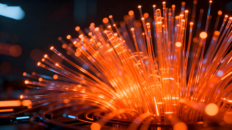 發光的纖維束橙色光芒-圖片