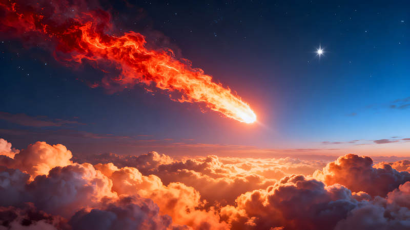 彗星劃過天空燃燒壯麗景象-圖片