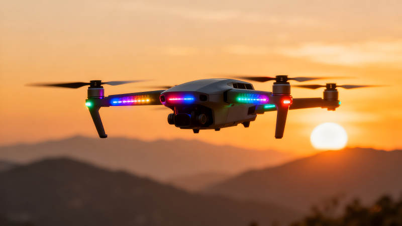 無人機夕陽剪影-圖片