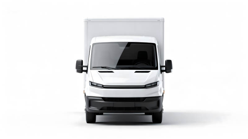 白色厢式货车正面视图-图片