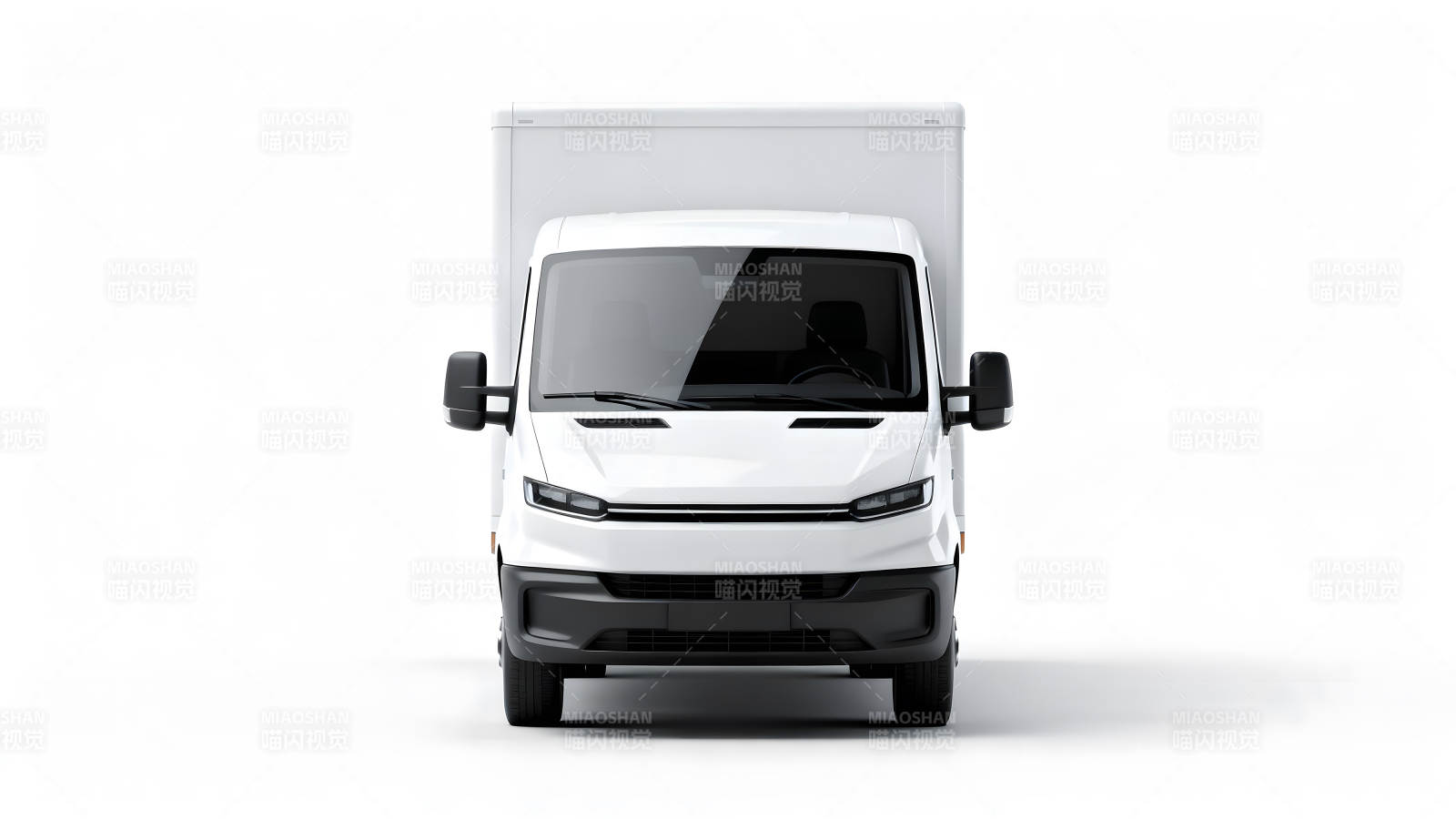 白色厢式货车正面视图-图片