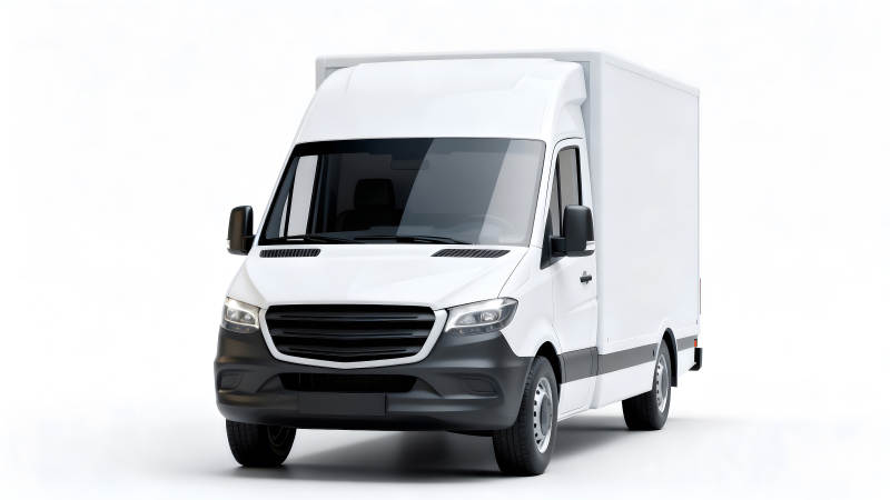 白色厢式货车正视图-图片