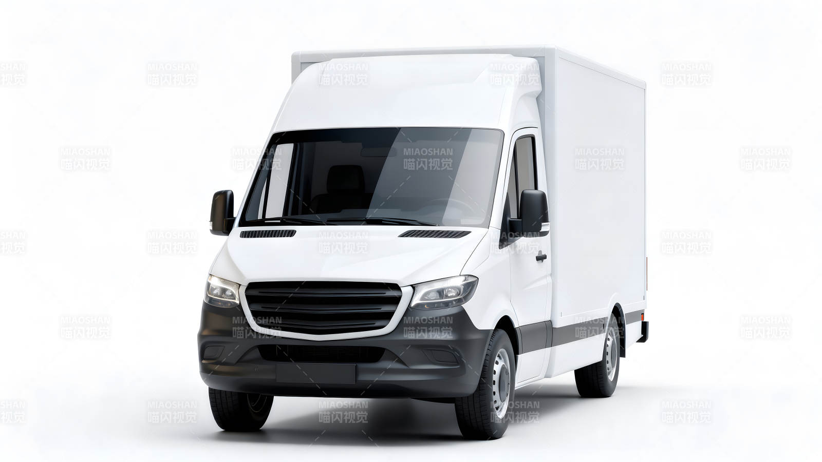白色厢式货车正视图-图片