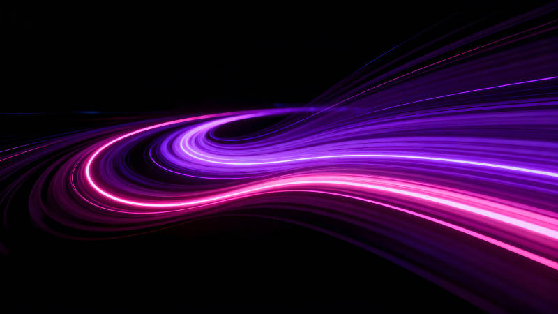 紫色光束在黑暗中蜿蜒流动-图片