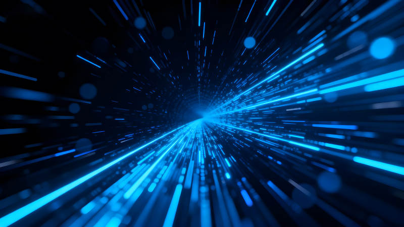 藍色光線隧道視覺效果-圖片