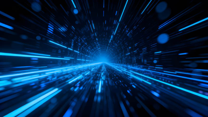 藍色光線隧道視覺效果-圖片