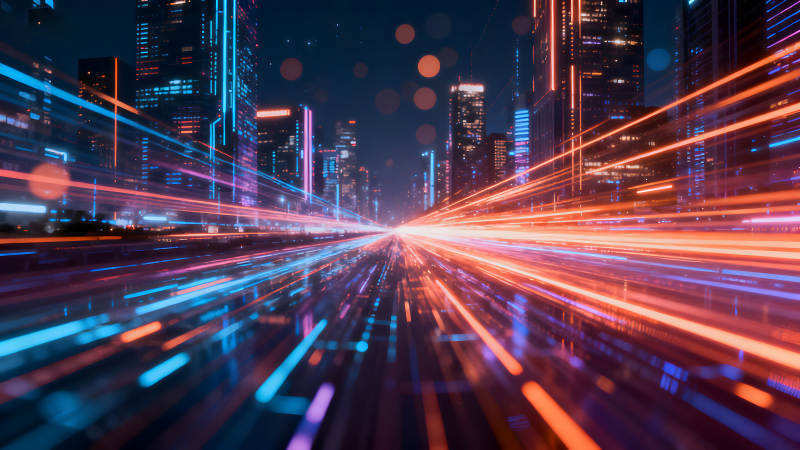 未來城市夜景燈光效果-圖片