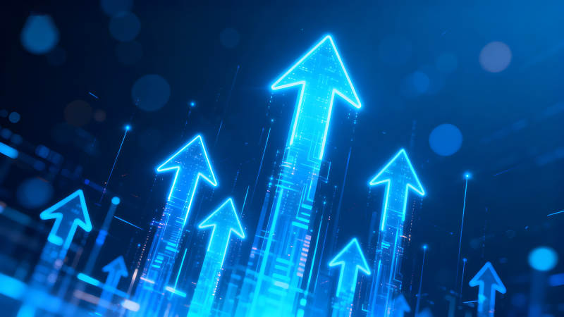 蓝色箭头上升科技感-图片