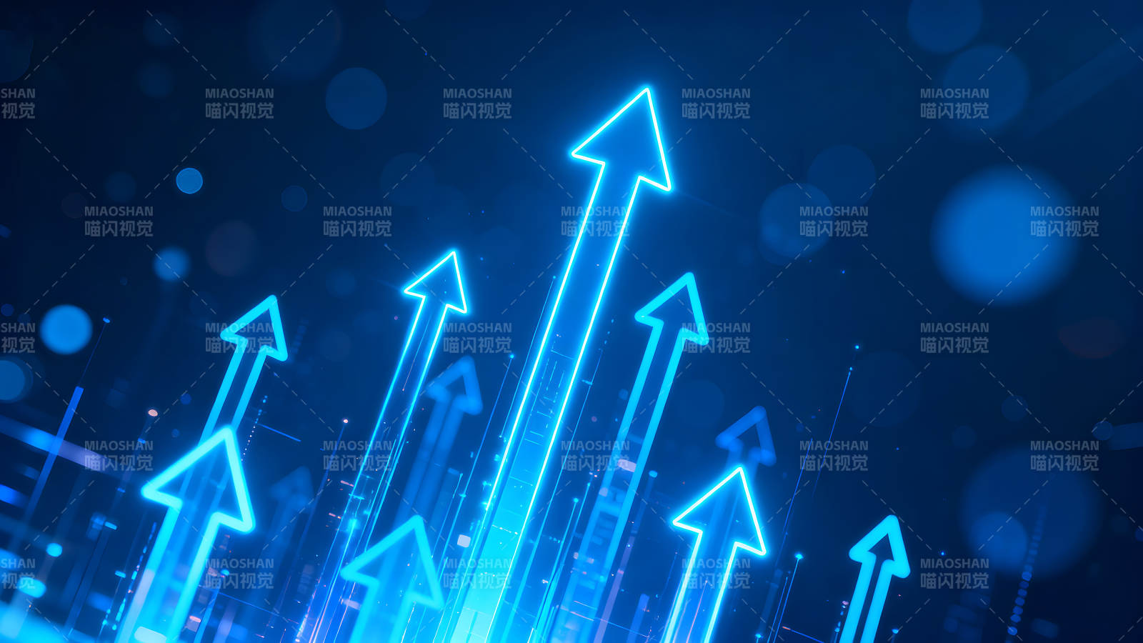 蓝光上升箭头象征着增长-图片