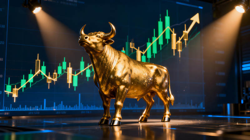 金色公牛股市上漲趨勢-圖片