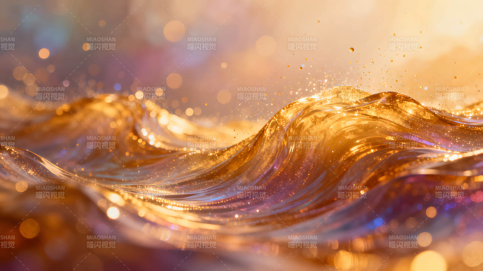 金光闪耀的波浪抽象艺术-图片