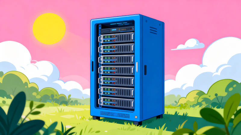 服務器機柜置于戶外自然環境中-圖片