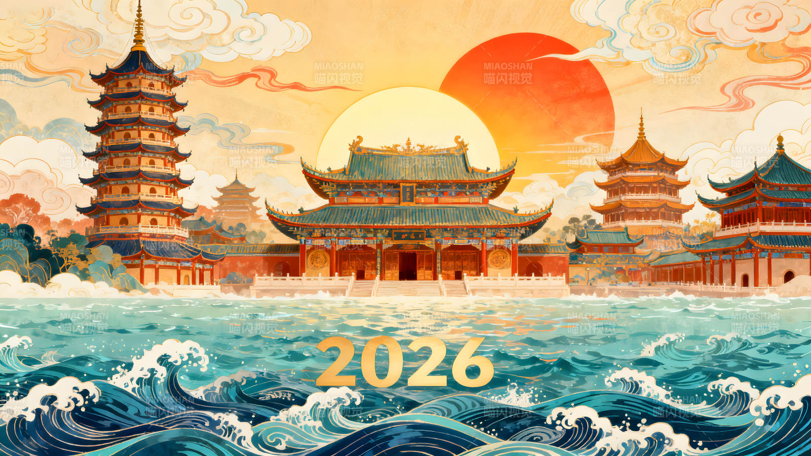 中國古建筑風光2026年美好愿景-圖片