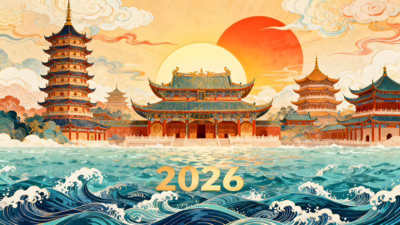 中國古建筑風光2026年美好愿景-圖片