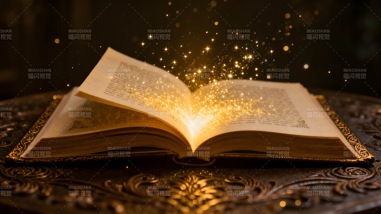 打開(kāi)的書籍散發(fā)著金色光芒-圖片