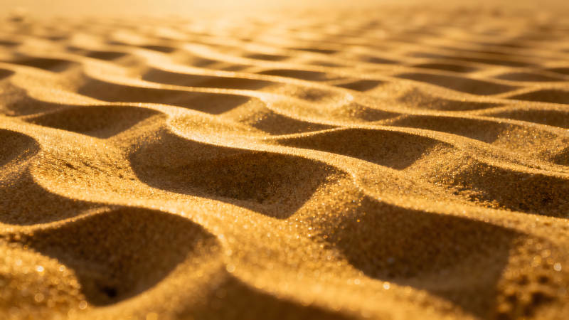 金黃色沙灘的紋理細節陽光下沙丘波紋-圖片