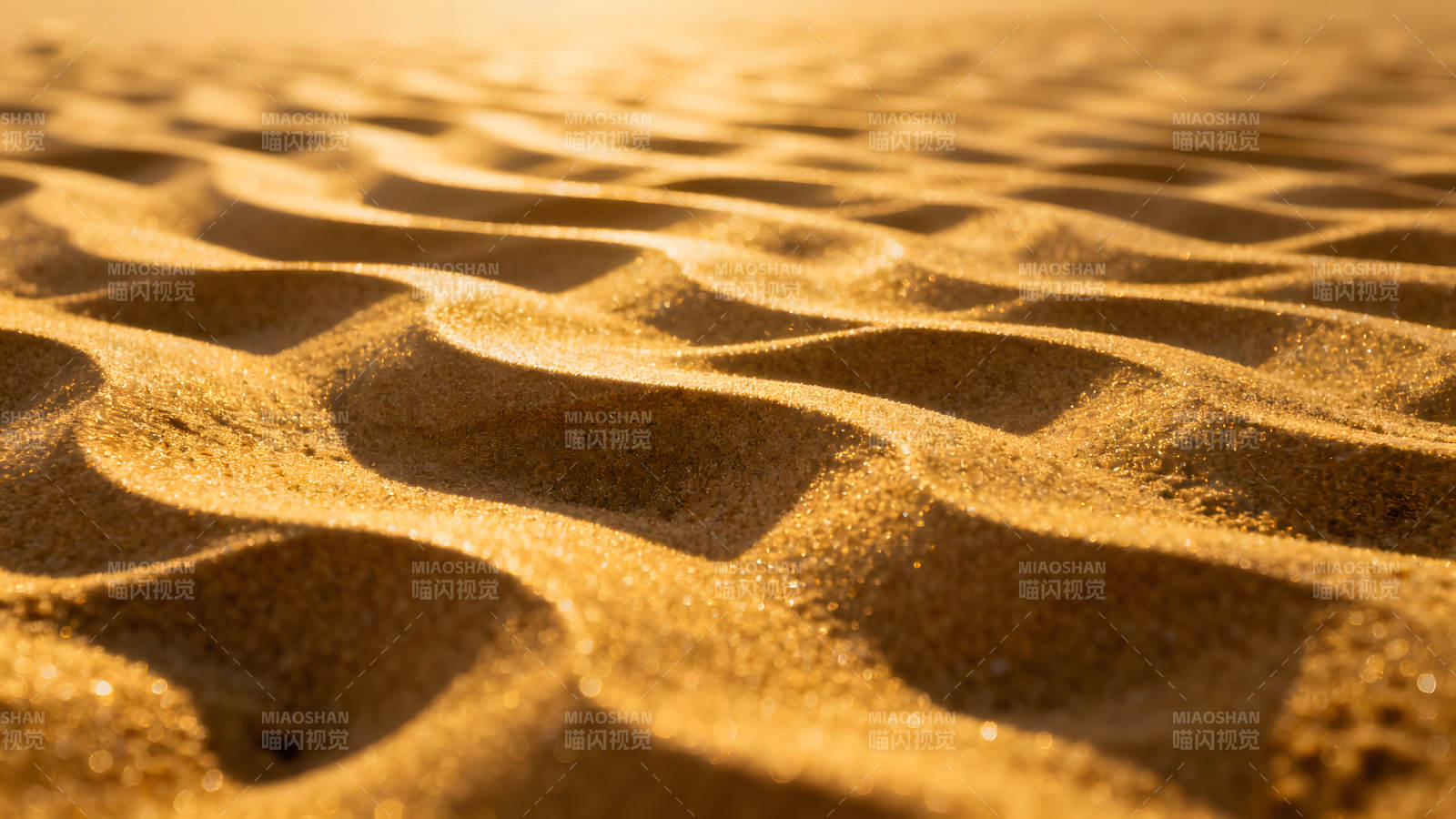 金黄色沙滩的纹理细节阳光下沙丘波纹-图片
