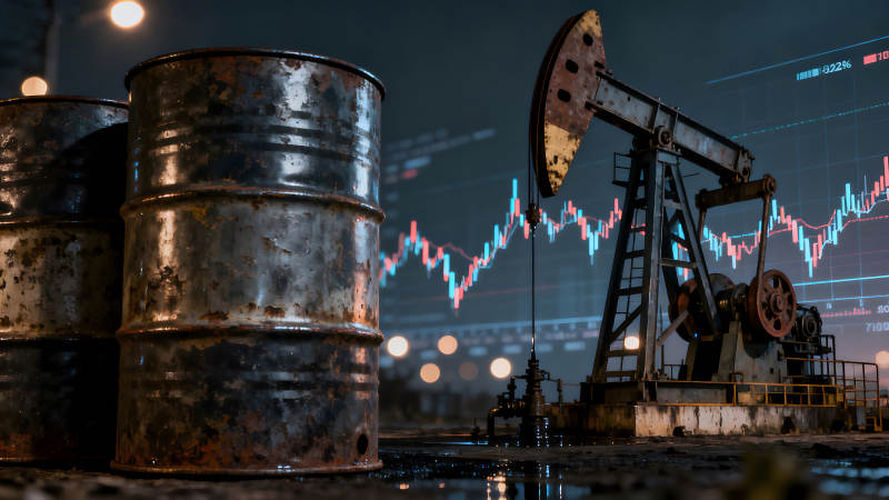 油桶與油井金融市場石油價格走勢-圖片
