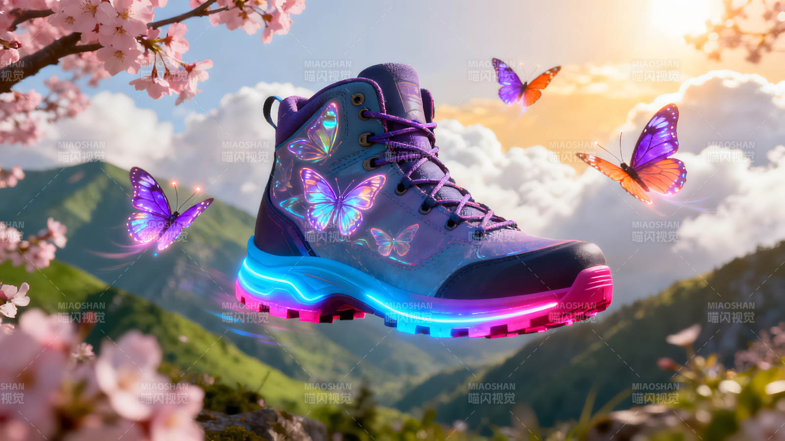 蝴蝶鞋在空中飛翔-圖片