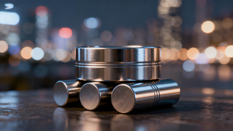 金屬罐組合城市夜景-圖片