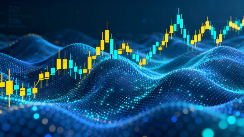 金融圖表與抽象波浪背景-圖片