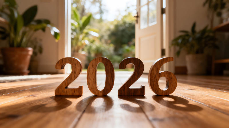 2026年份木質數字擺件室內場景-圖片