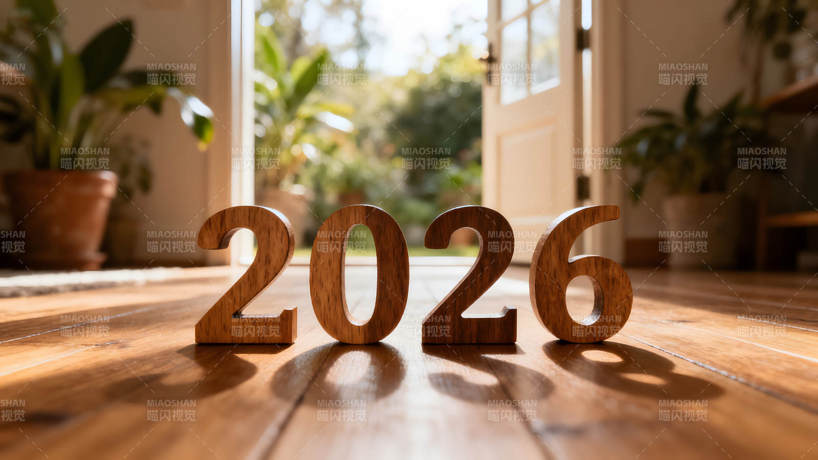 2026年份木質數字擺件室內場景-圖片