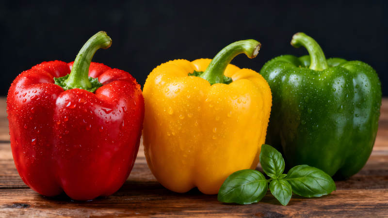 紅黃綠彩椒特寫-圖片