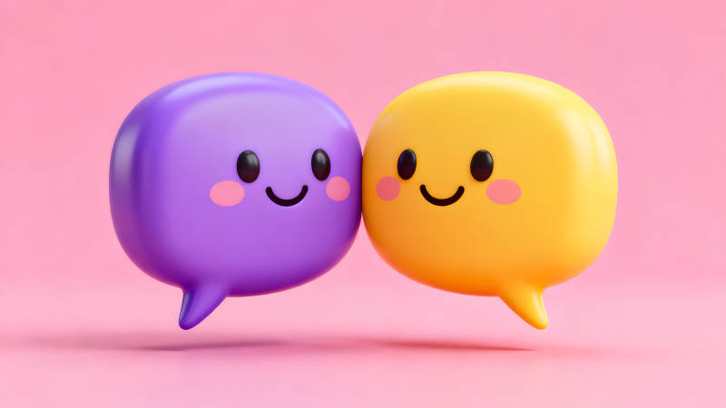 可愛(ài)對(duì)話(huà)氣泡相互依偎-圖片