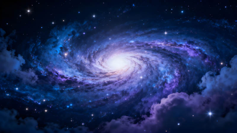 壯麗星云漩渦深邃宇宙星光閃耀-圖片