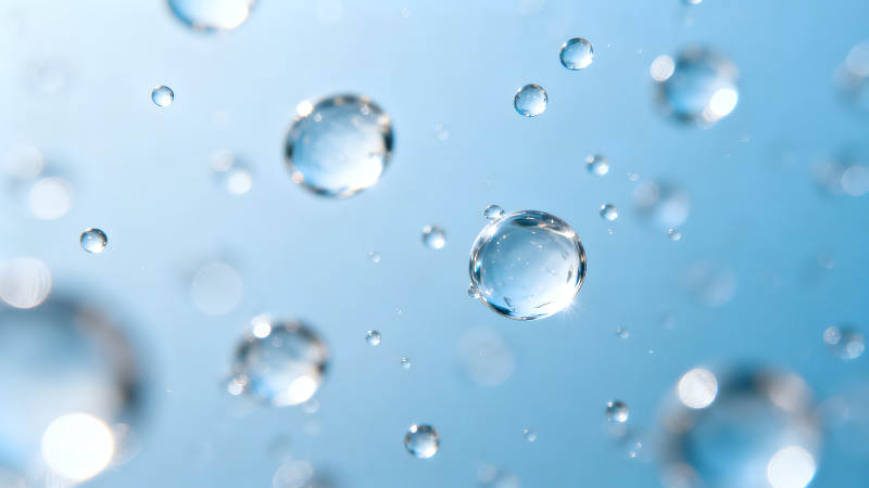 水珠懸浮在藍(lán)色背景上-圖片