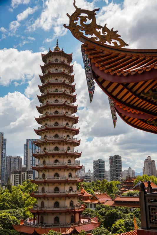 古塔映城景-攝影圖