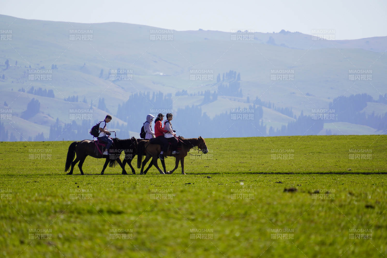 草原骑马图图片