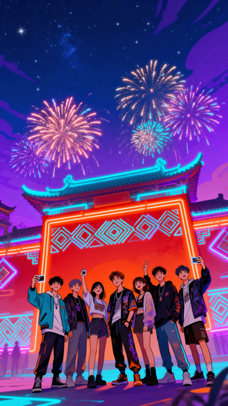 霓虹烟火夜狂欢图片