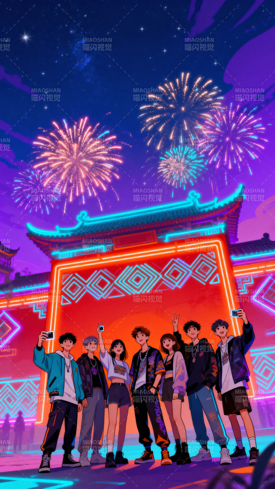 霓虹烟火夜狂欢图片