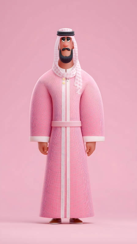 粉色阿拉伯人穿着传统服装图片