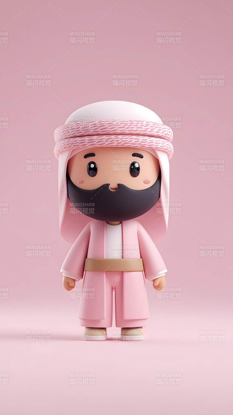 卡通阿拉伯风格人物粉色背景图片