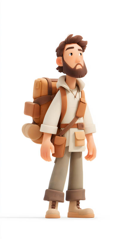 卡通徒步旅行者形象设计图片