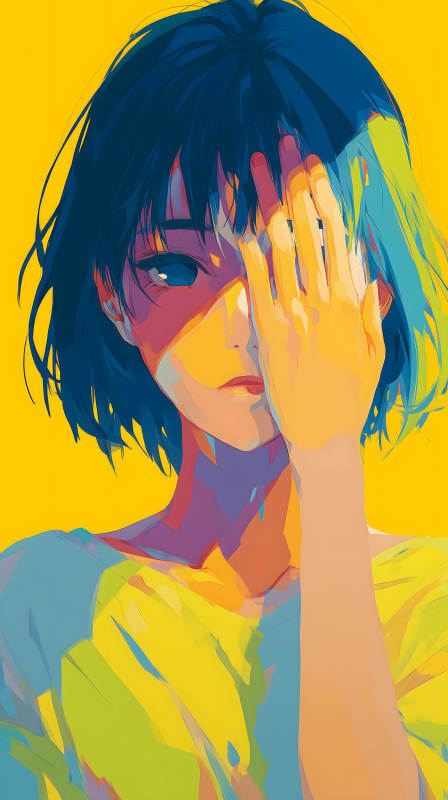 动漫女孩遮面阳光下图片