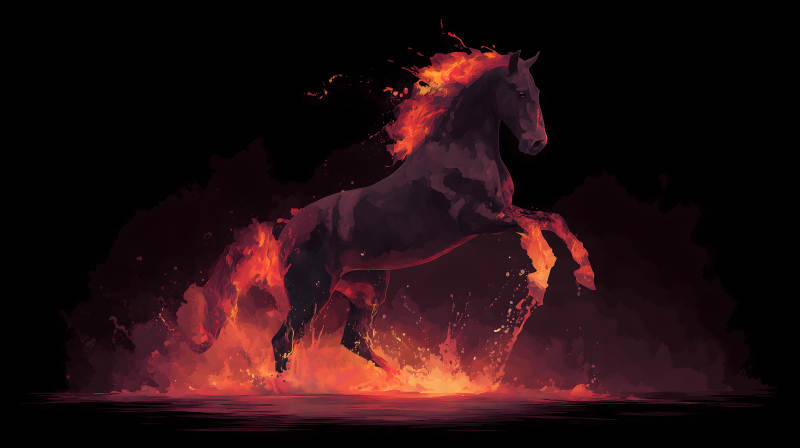 火马腾空烈焰奔腾图片
