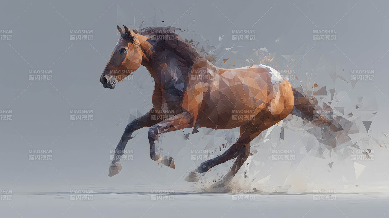 奔跑的棕色马抽象艺术图片