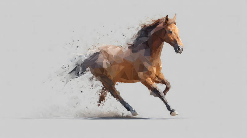 奔跑的马儿几何风格图片