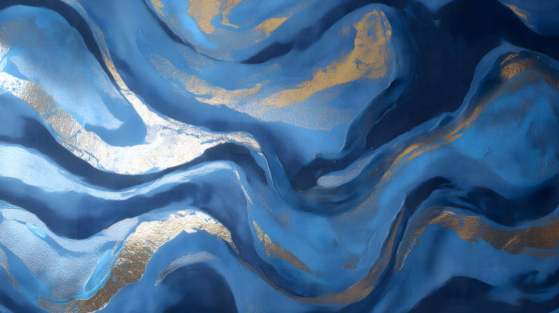 蓝色纹理抽象画金色点缀图片