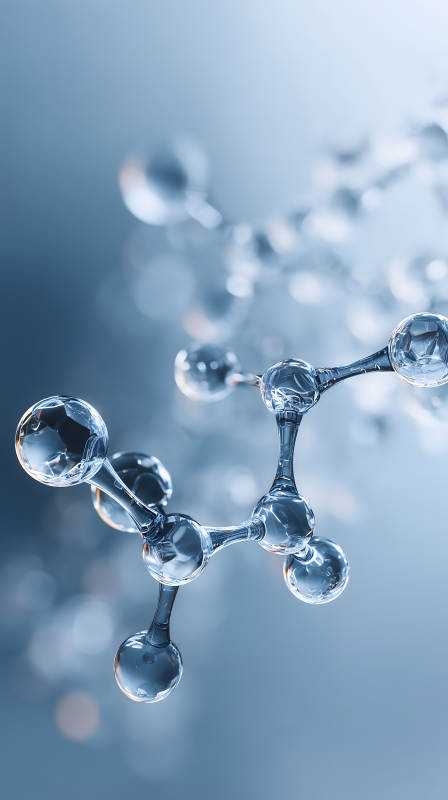 透明分子结构特写展示水滴质感图片