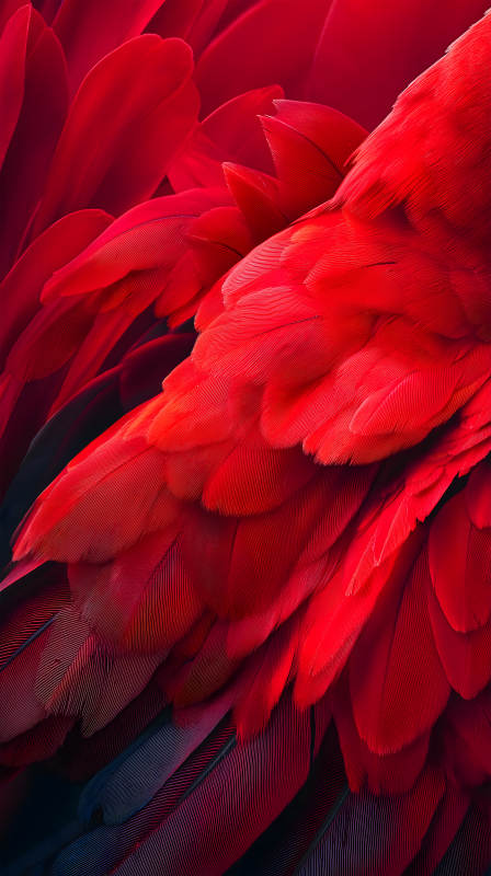 鲜艳的红羽毛特写图片