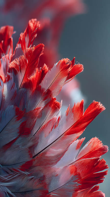 红色羽毛细节展现美丽色彩图片