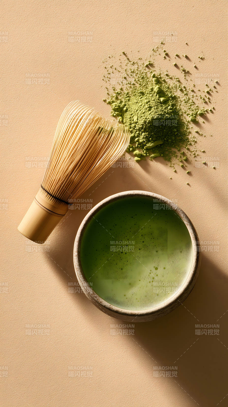 抹茶准备过程静物摄影图片